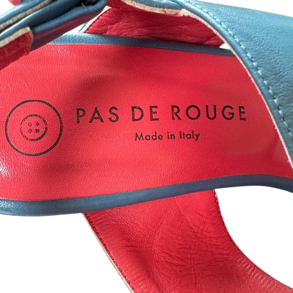 Pas de Rouge Blue and Pink Sandal Slingback Block Heels - Picture 9 of 10